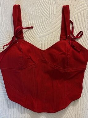 Garage Red Cropped Bustier Tank Top